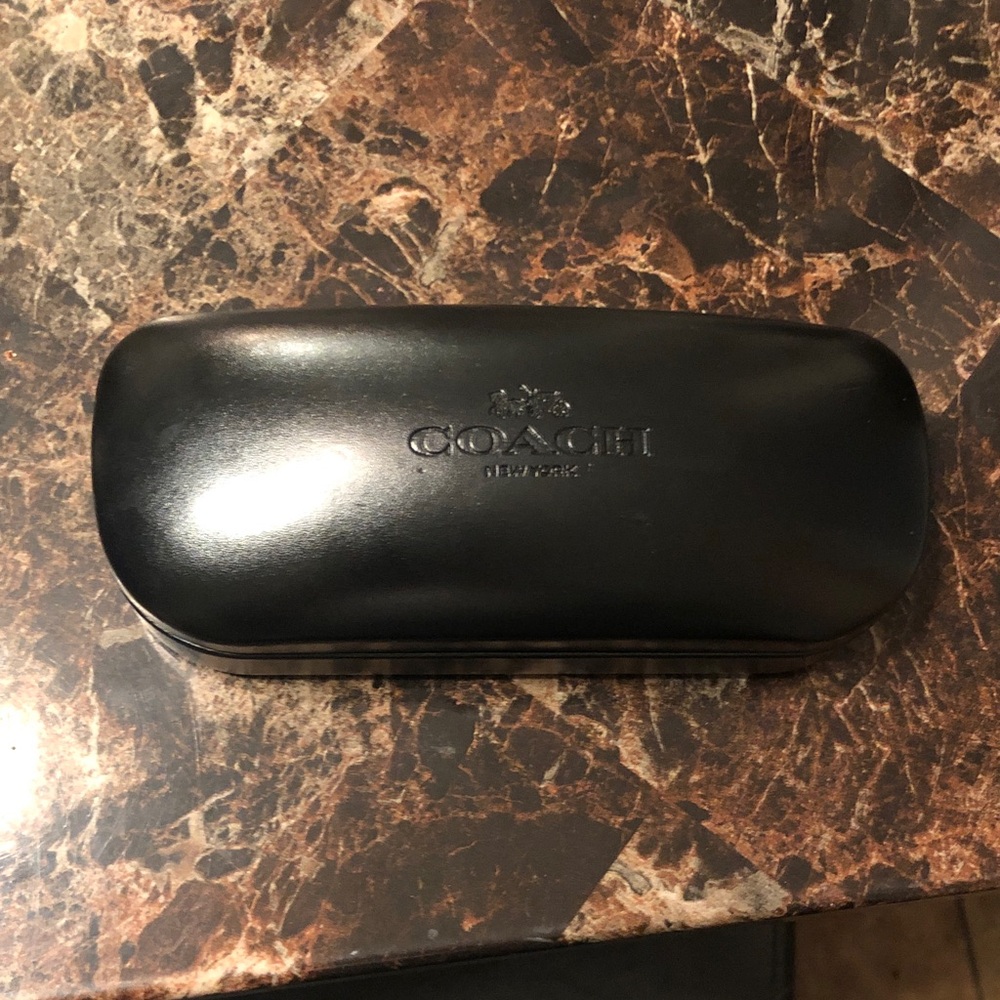 Coach Sleek Black Eyewear Case with glasses
